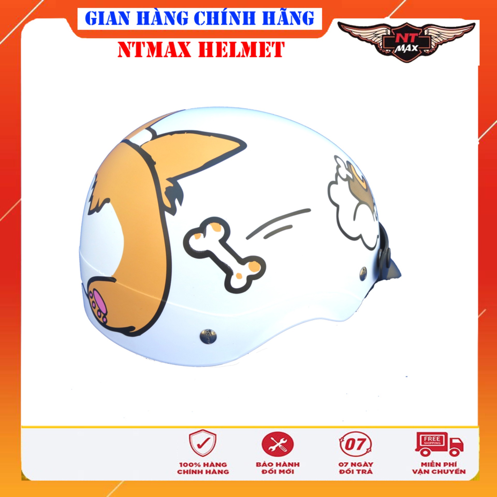 Mũ bảo hiểm ntmax 1/2 trumb họa tiết siêu cute