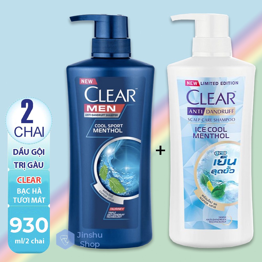 [FREE SHIP] Combo 2 chai dầu gội đầu gồm clear Bạc Hà 480ml và Clear Men 450ml