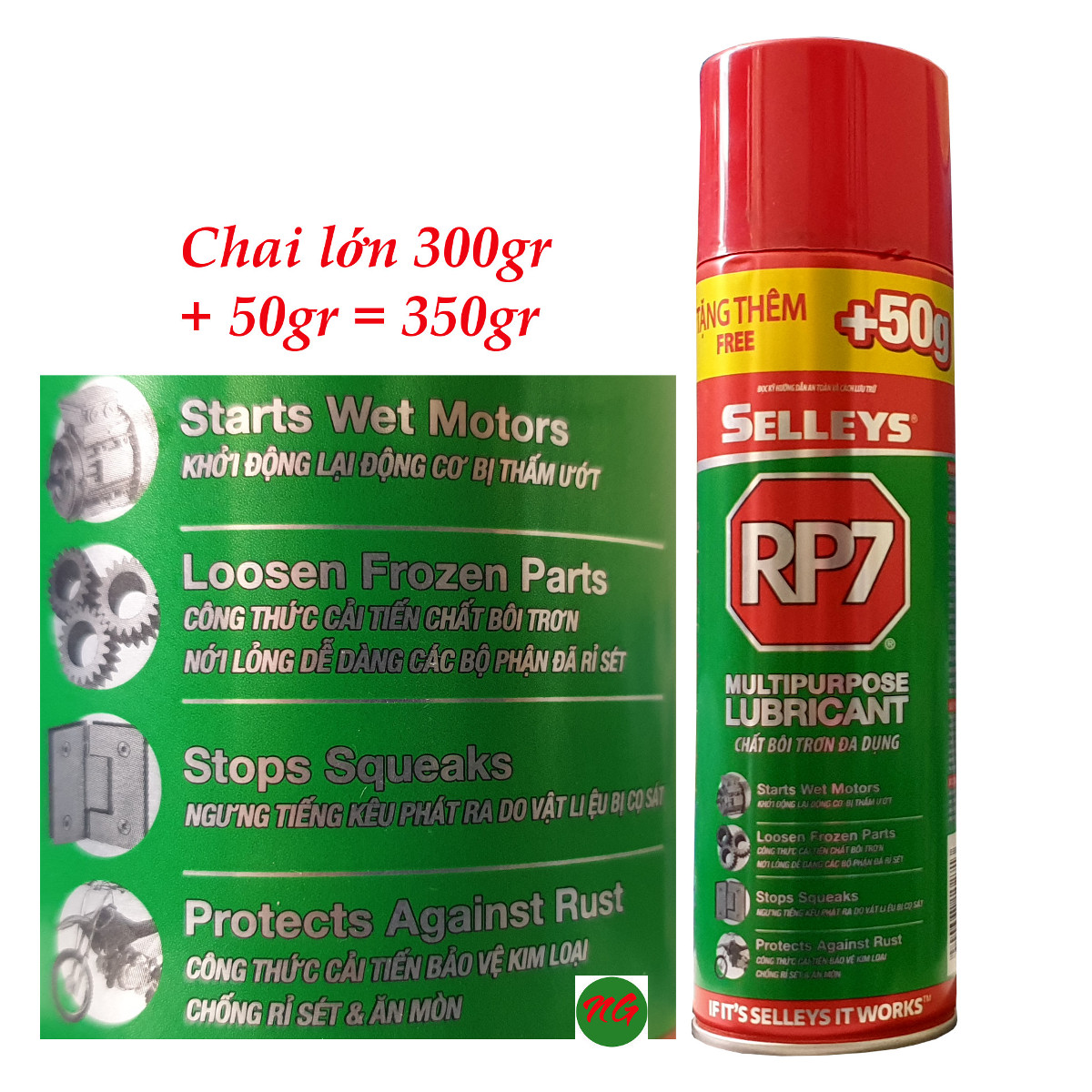 Chai Xịt Chống Gỉ Sét Và Bôi Trơn RP7 Selleys ( 300gr) tặng thêm 50 gr là 350gr