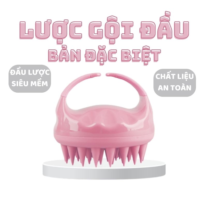 Lược Gội Đầu - Lược Silicon Mát-Xa Tóc Bản Cao Cấp Mềm Mại Tránh Tổn Thương Da Đầu, Đạt Chứng Nhận An Toàn