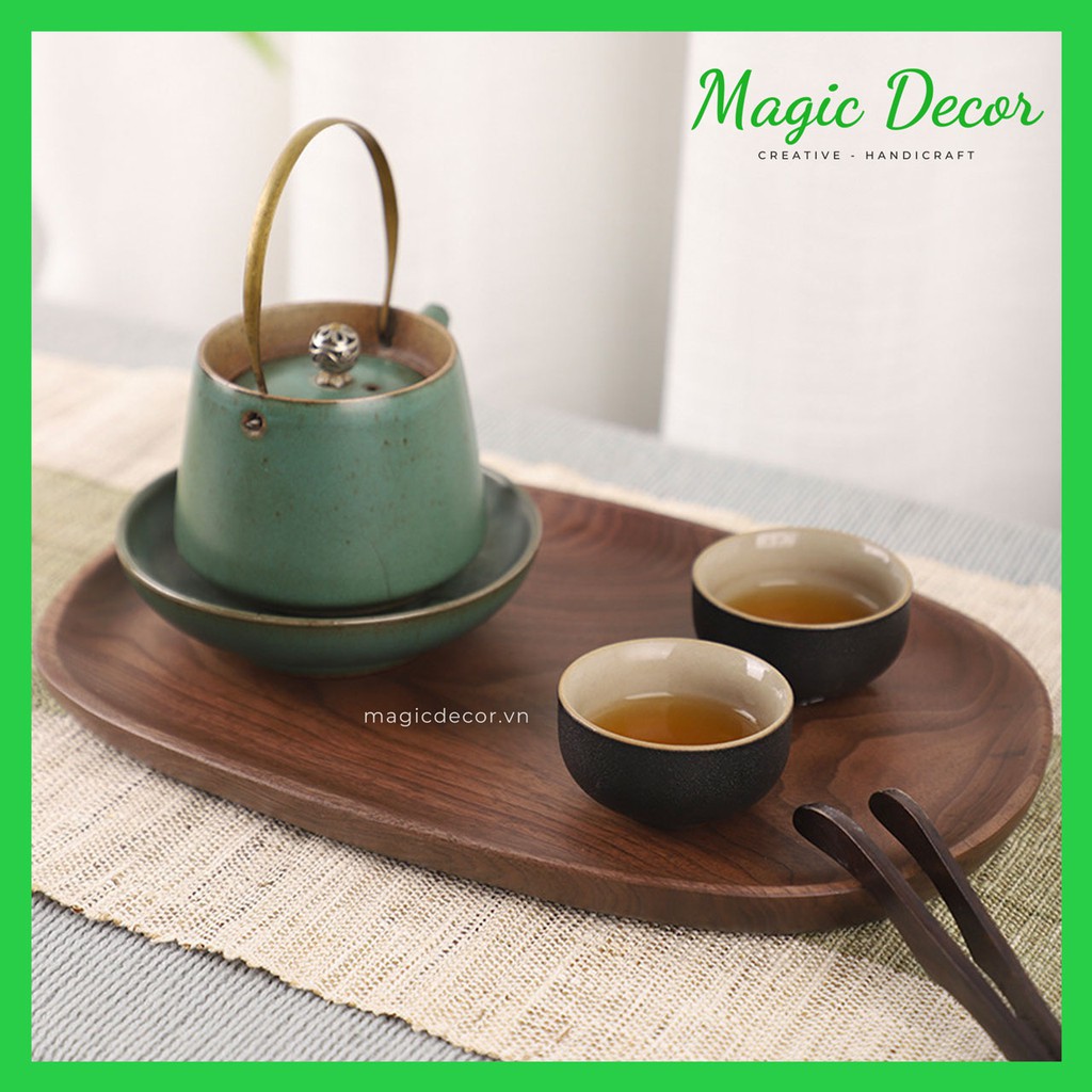 Khay decor gỗ óc chó chữ nhật bo tròn 4 góc kích thước 20x30cm