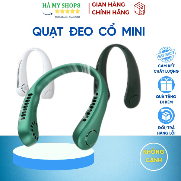 Quạt đeo cổ cute thông minh tích điện 3 mức độ,Quạt đeo cổ mini,Quạt Đeo Cổ USB Mini Tích Điện Không Cánh Siêu Mát