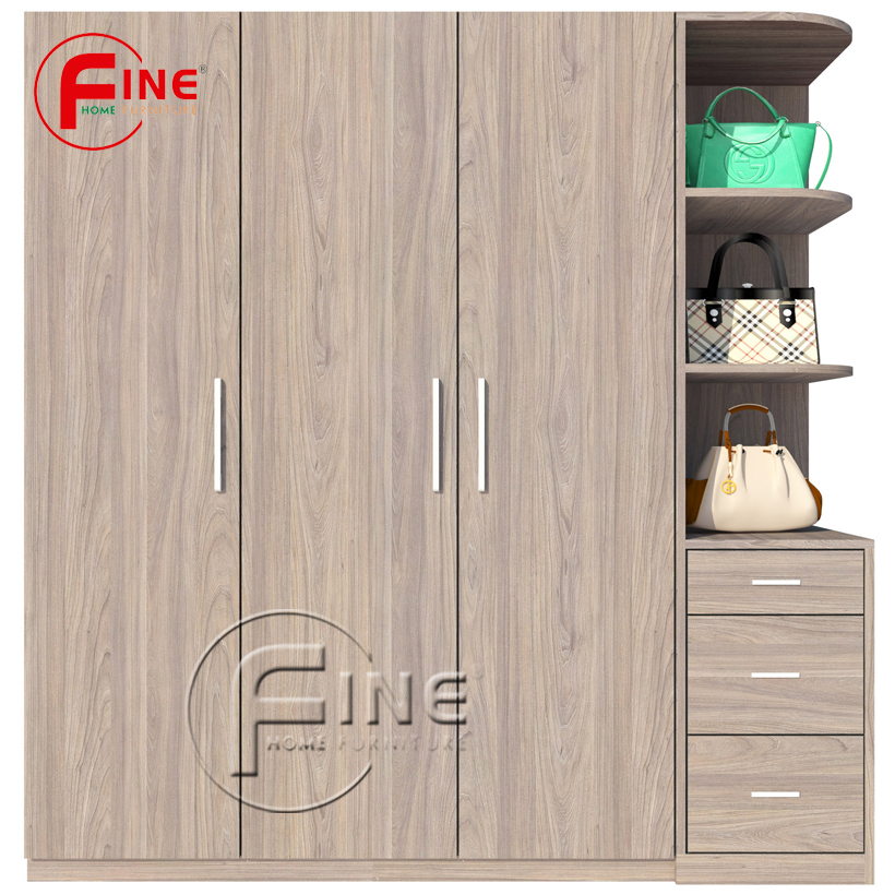 Tủ Quần áo Cao Cấp Sang Trọng FINE FT153 Thiết kế hiện đại, đường nét tinh xảo có ngăn trưng bày túi xách