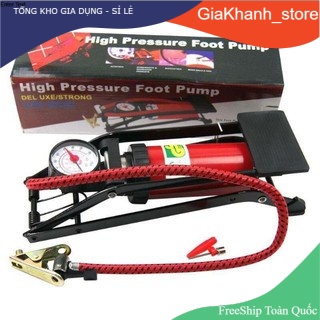 Bơm xe máy xe đạp ô tô ,bơm đạp chân cao cấp có đồng hồ đo áp suất thiết kế tiện lợi nhỏ gọn dễ sử dụng.