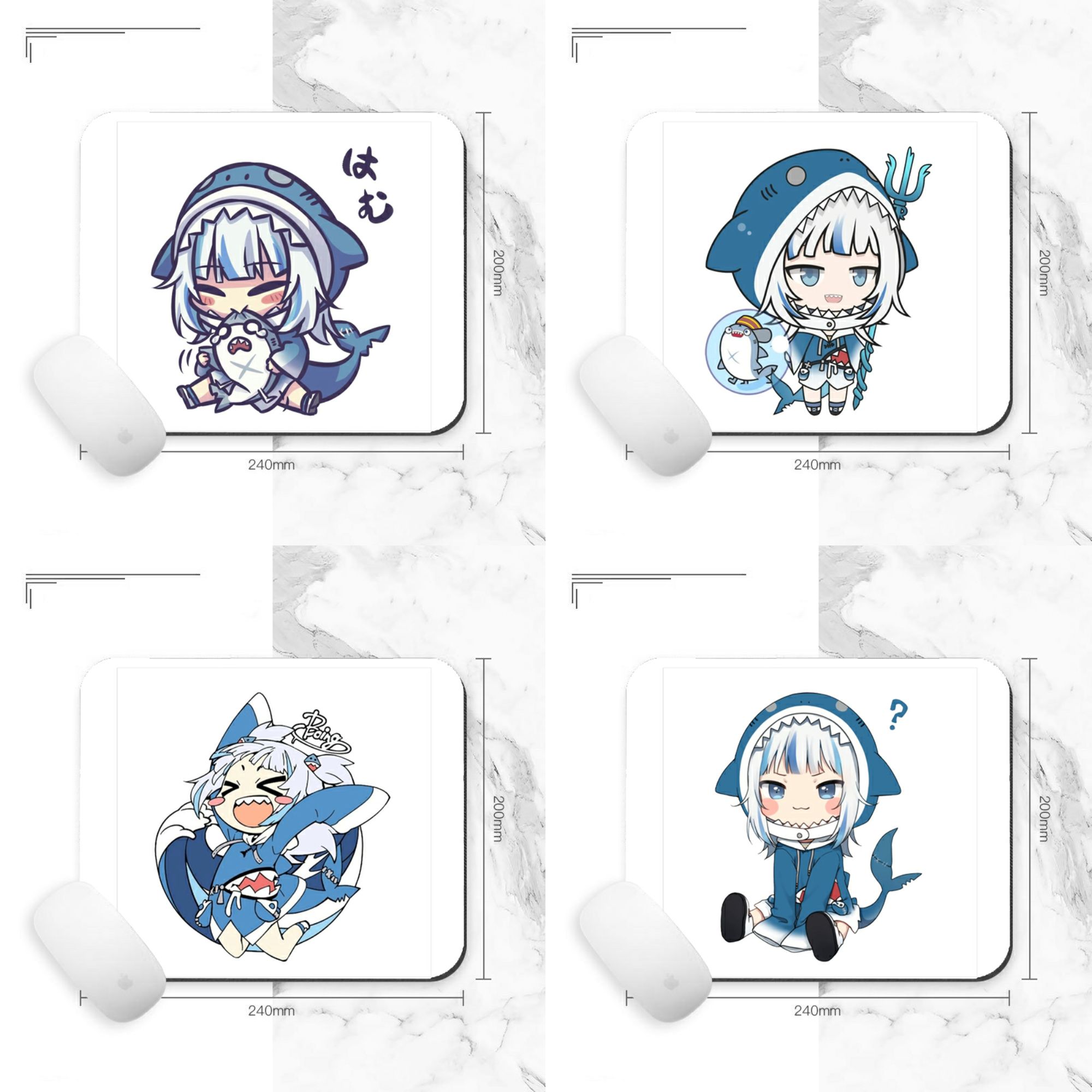 Miếng di chuột in hình GAWR GURA Hololive Vtuber anime chibi dễ thương xinh xắn kê lót chuột tiện lợi 5 mẫu