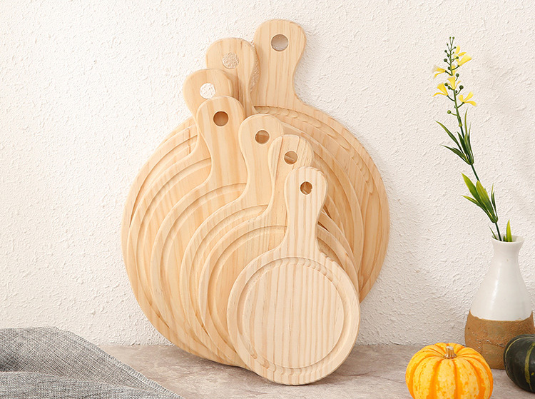 Khay gỗ tròn có tay nắm - Đồ trang trí Nai Decor