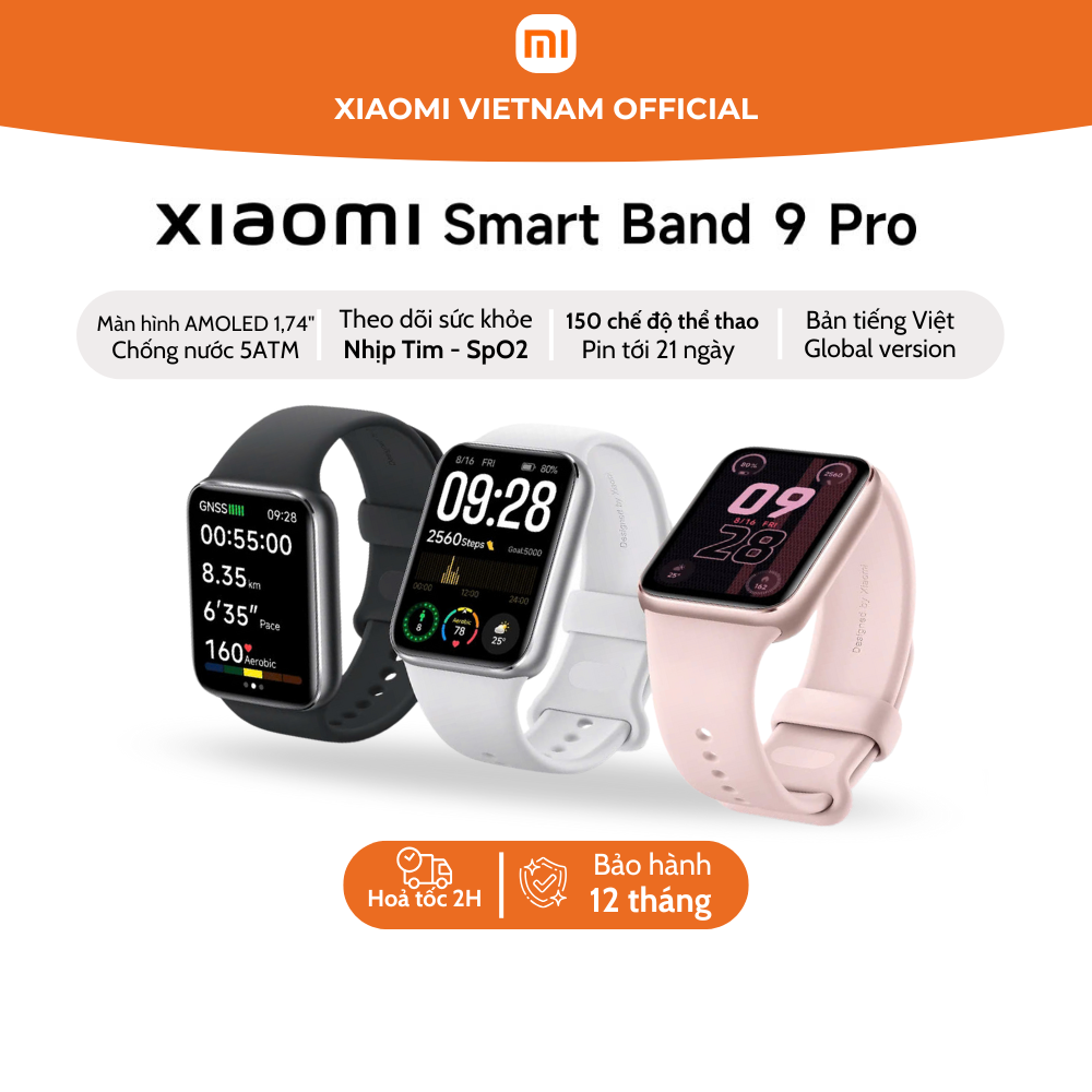 Vòng Đeo Tay Thông Minh Xiaomi Band 9 Pro Chính Hãng Bản Quốc Tế Tiếng Việt - Bảo Hành 12 Tháng