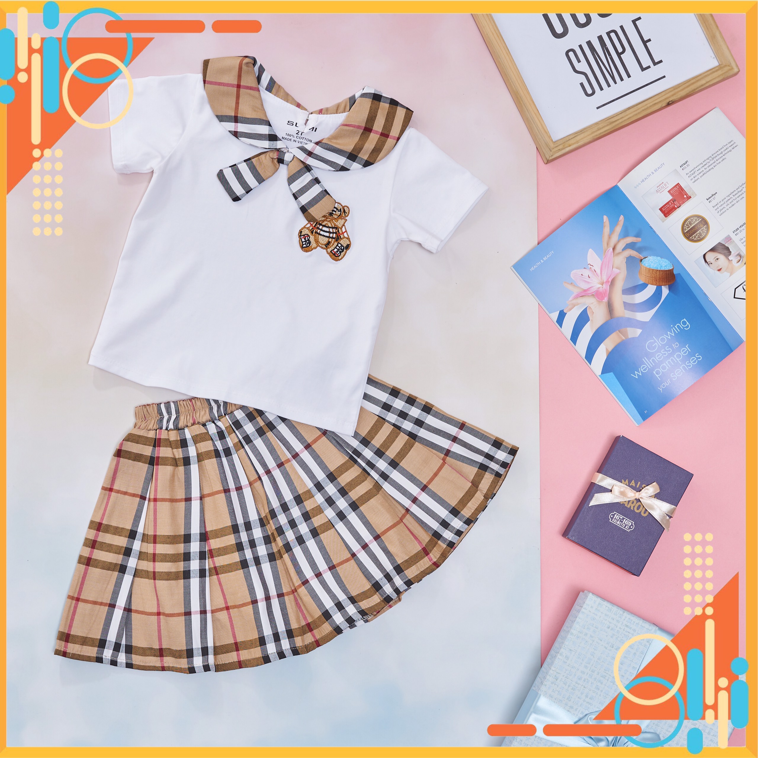 FREESHIP_[Từ 15kg - 42kg] Set Váy Áo thun cotton 4 chiều 100% và kate nhập khẩu cho bé gái
