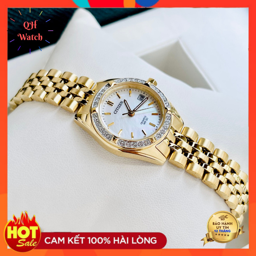 Citizen eu6062-50p - đồng hồ nữ - pin - quartz - size mặt 26mm - kính khoáng - dây kim loại - chống nước 5atm
