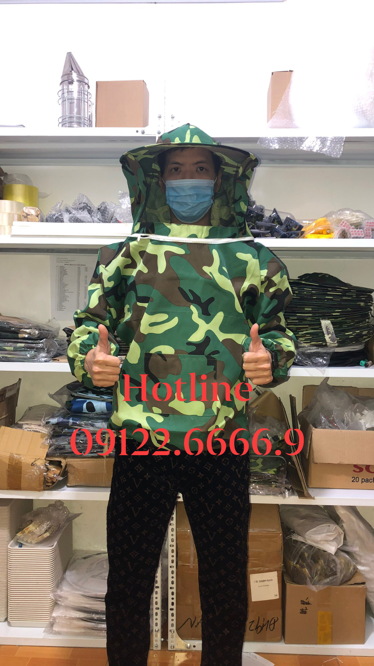 Bộ Áo Liền Mũ Nuôi Ong,Bắt Ong Tránh Bị Đốt