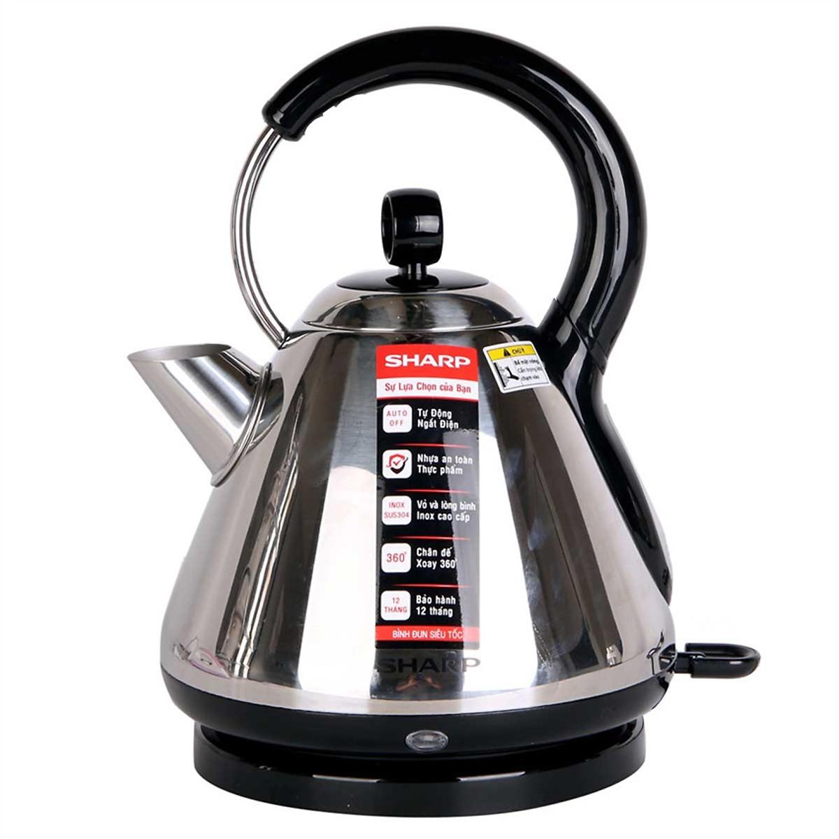 Bình điện đun siêu tốc sharp ekj-17vsd-st dung tích 1.7l hàng chính hãng, bảo hành 12 tháng
