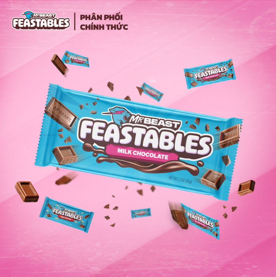 [Chính Hãng] Combo 2 Kẹo Socola MrBeast Feastables Phiên Bản Mới vị Sữa thanh 35gr