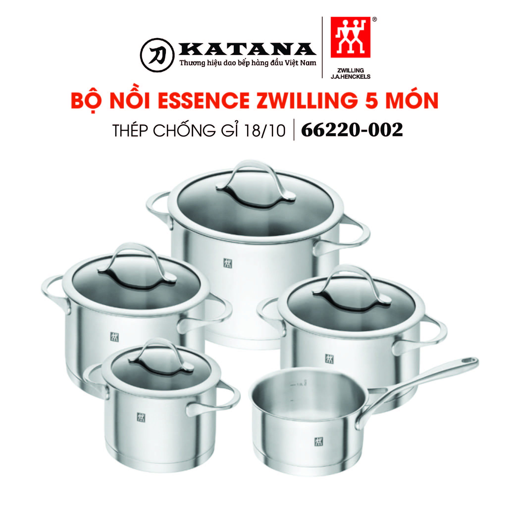 Zwilling - bộ nồi essence 5 món - bộ nồi zwilling - bộ xoong nồi nhập khấu đức