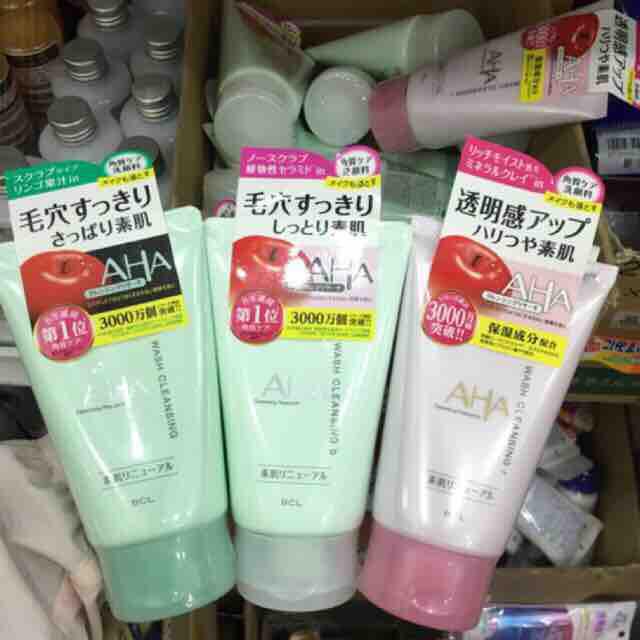 Sữa rửa mặt tẩy trang táo AHA Nhật bản màu xanh màu hồng