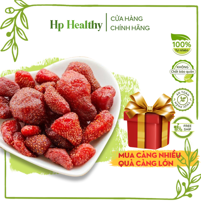 100G Dâu Tây Sấy Dẻo Đà Lạt Loại Ngon Không Đường Hp Healthy 500G bánh kẹo đồ ăn vặt mùa Tết mứt Têt khoa học có giấy VS ATTP
