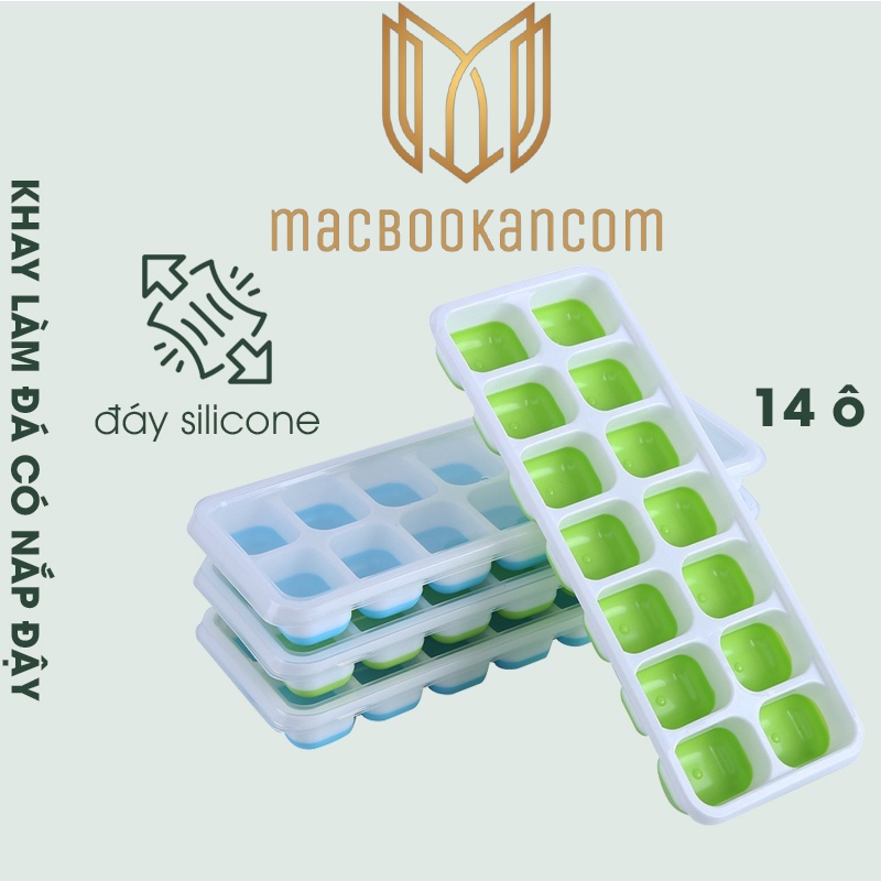 Khay làm đá chống dính 14 ô có nắp đậy, khay đá sillicon ,Khay làm đá nhựa dẻo, dễ dàng lấy đá ra khỏi khay, tiện dụng, đồ dùng tử lạnh, đồ gia dụng Gia dụng - Mkac
