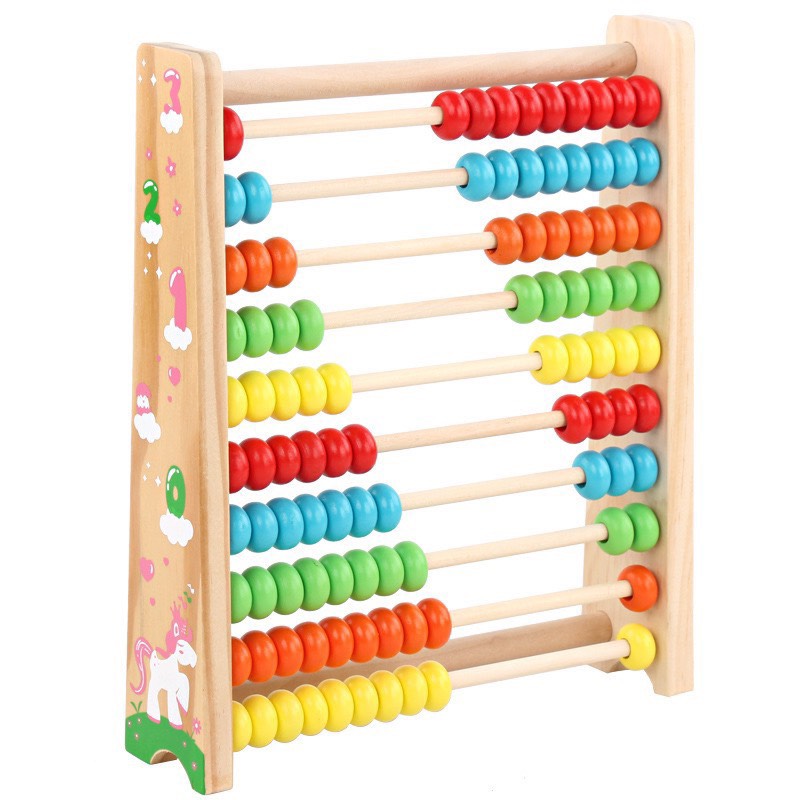 Bảng tính 10 hàng bằng gỗ cho bé tập đếm