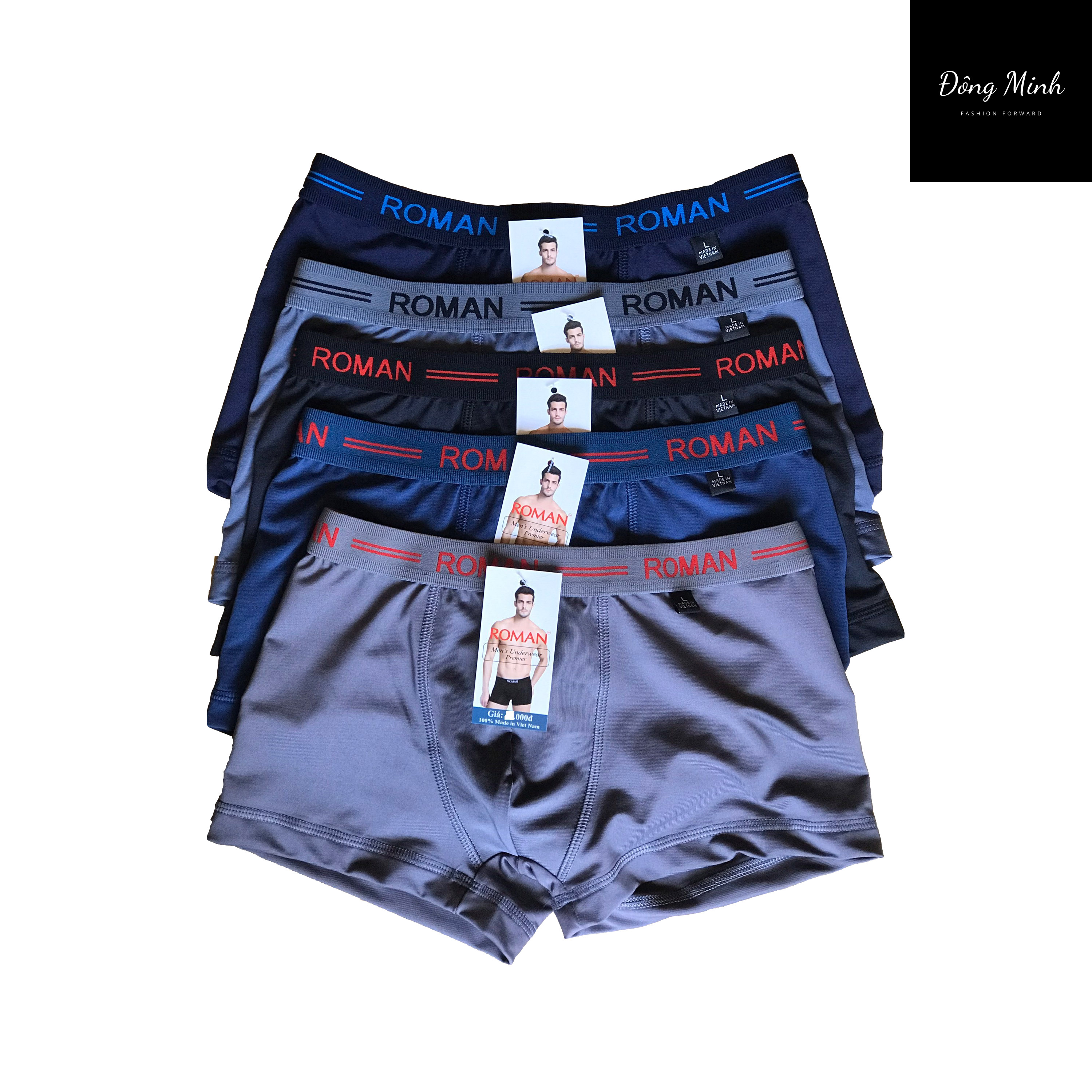 Combo 5 Quần Lót Nam 5 Màu, chất liệu thun lạnh cực mát, dạng đùi boxer, bảng lưng thun 3cm.