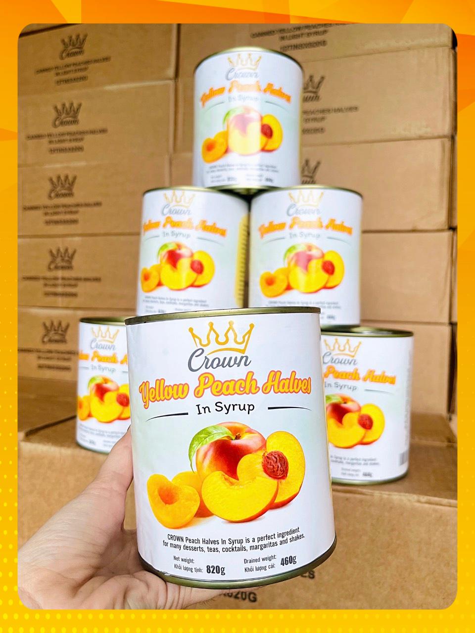 Đào ngâm crown 820g - đào giòn thơm ngon, tobeefood
