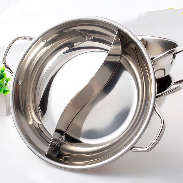 [HCM]Nồi lẩu inox 2 ngăn cao cấp - Nôi lẩu size lớn 32cm - Nồi lẩu 2 ngăn dày dặn nấu được bếp từ cao cấp