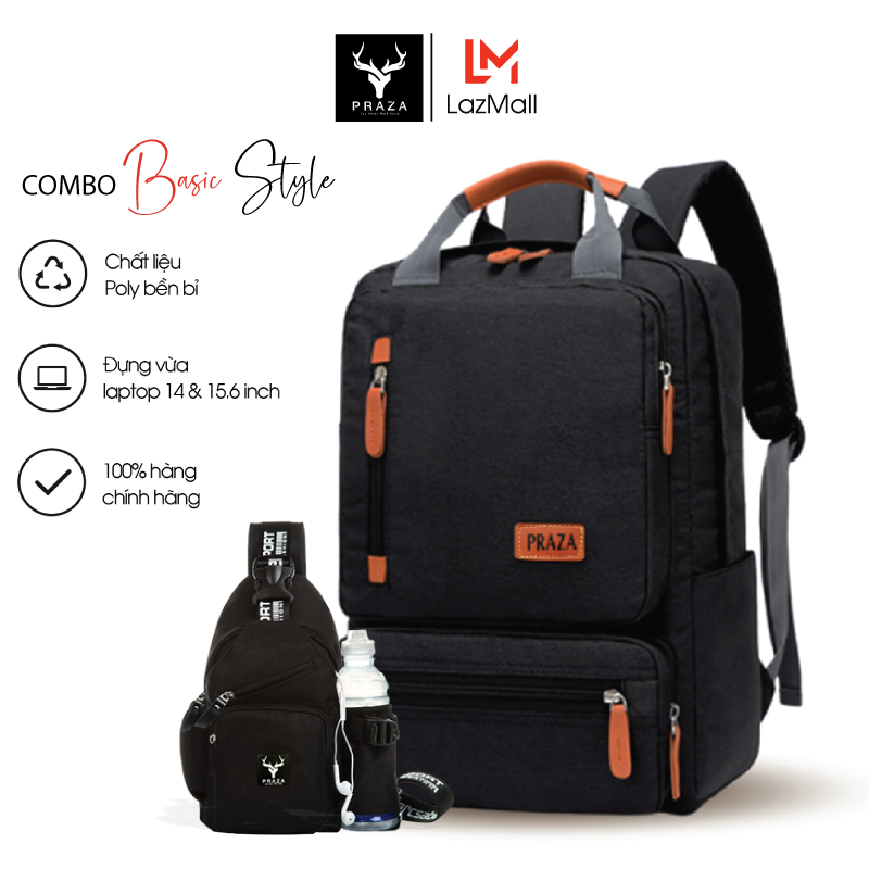 Combo Balo Laptop Năng Động, Balo Nam Nữ, Balo Thời Trang Có Ngăn Đựng Laptop & Túi Đeo Chéo Nhiều Ngăn PRAZA - BL182DC108