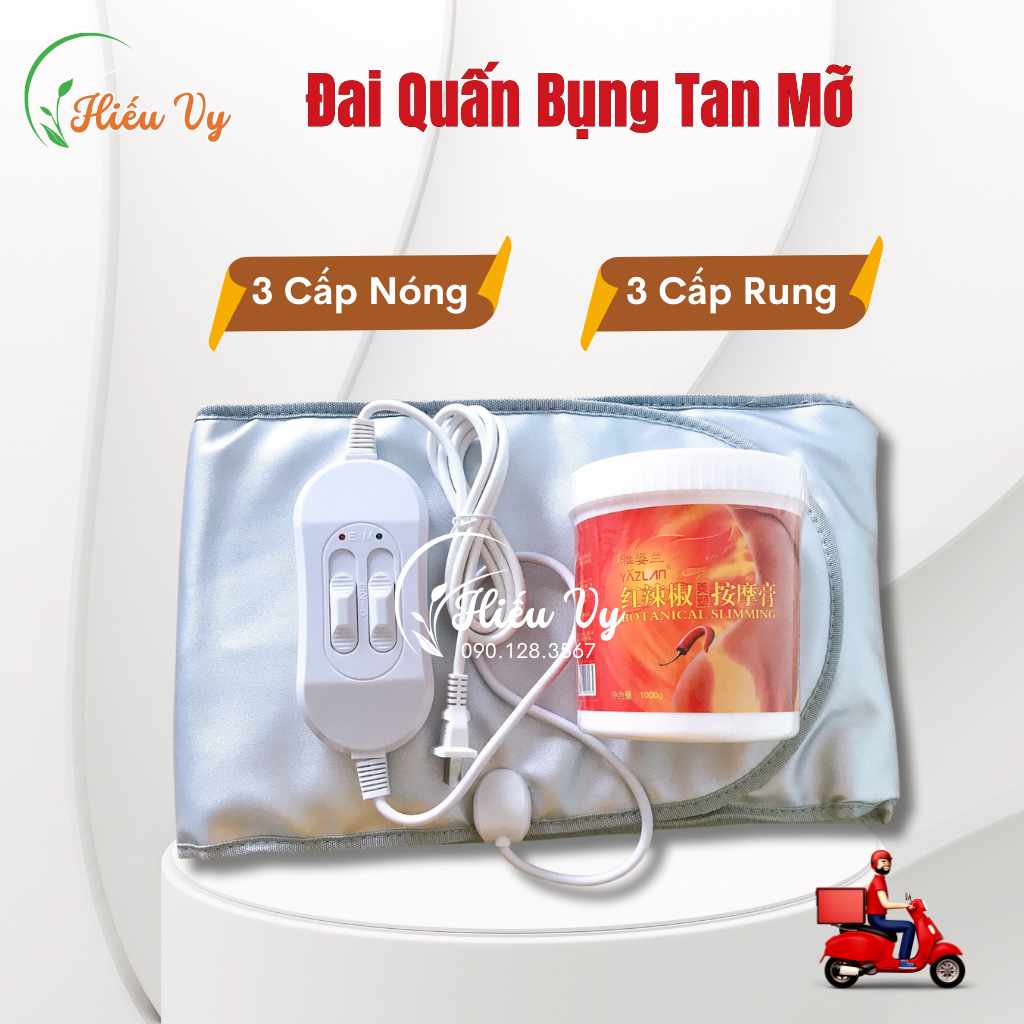 Đai quấn bụng tan mỡ 3 cấp nóng + 3 cấp rung cắm điện siêu khỏe