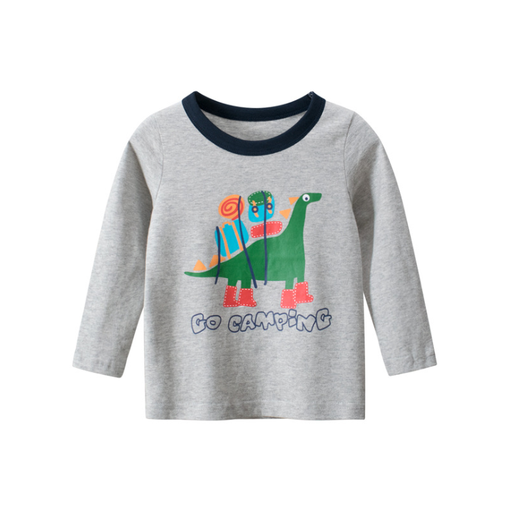 [ VIDEO] H132 Áo thun dài tay bé trai 27KIDS chất liệu 100% cotton in hình GO CAMPING (GREY) cho bé từ 10-33kg (2 tuổi -10 tuổi ) an toàn mềm mịn thích hợp cho bé đi học đi chơi