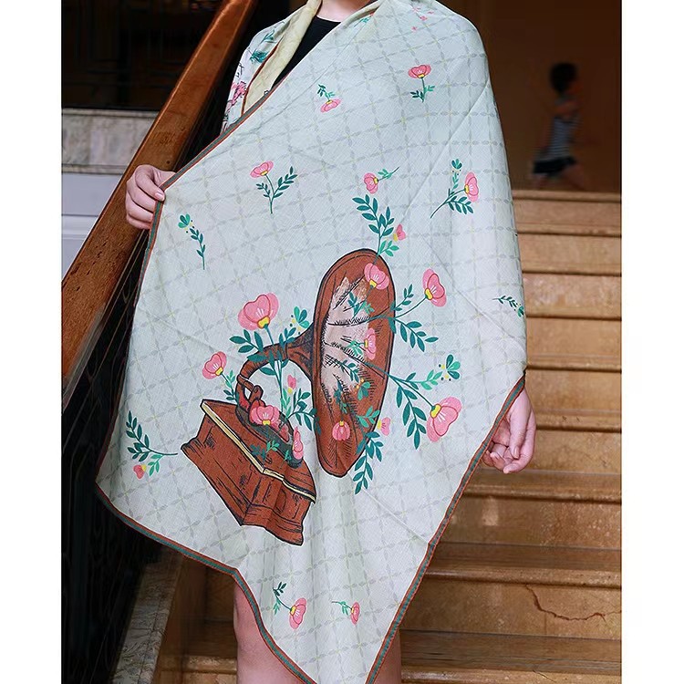 Khăn Choàng Len Lớn 120*120CM Khăn Vuông In Thanh Lịch Siêu Đơn Giản Giữ Ấm Và Thời Trang