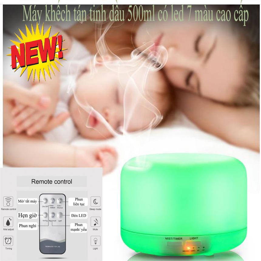 Máy khếch tán tinh dầu , Máy khuếch tán phun sương tinh dầu loại lớn khay chứa rộng để phun lâu hơn, Máy khuếch tán tinh dầu benice aroma diffuser Diffuser A770 ( có điều khiển), đèn 7 màu màu sắc dịu nhẹ làm có thể làm đèn ngủ