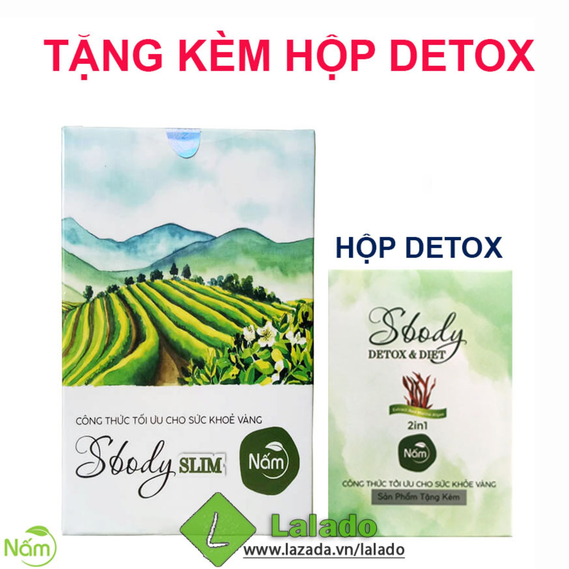 [HCM]Nấm giảm cân Sbody Slim dạng viên tặng Detox
