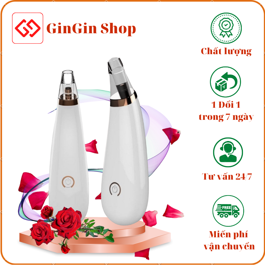 Máy hút mụn đầu đen, máy hút mụn mini cầm tay, tặng kèm 3 đầu hút đa năng cao cấp