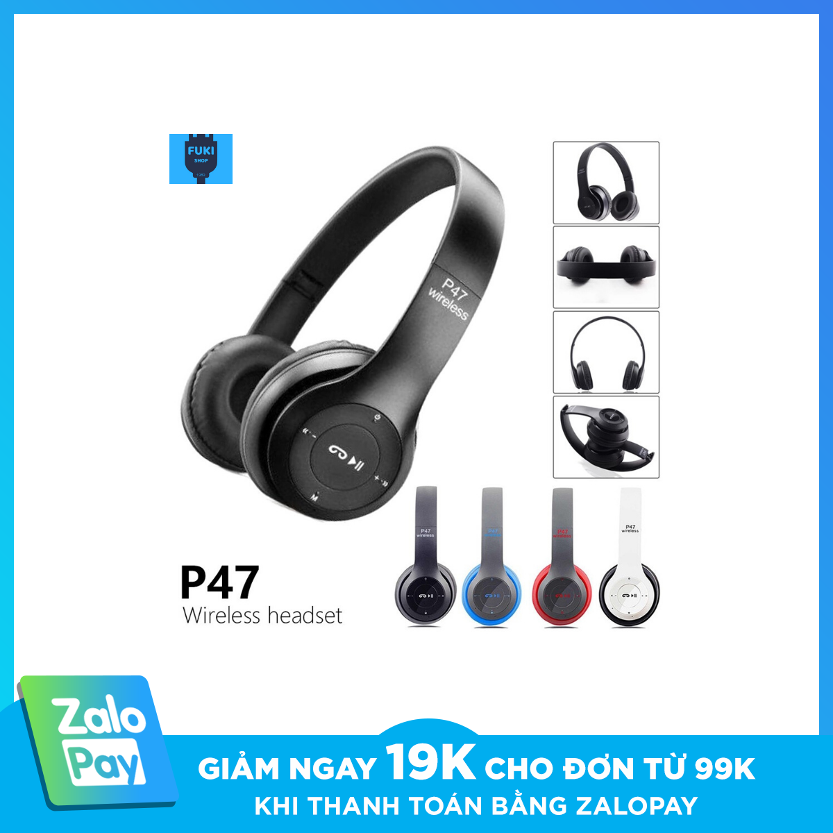 [ Siêu Sale 09.09 ] Tai nghe chụp tai bluetooth p47 cao cấp có khe thẻ nhớ Bluetooth SIÊU BASS