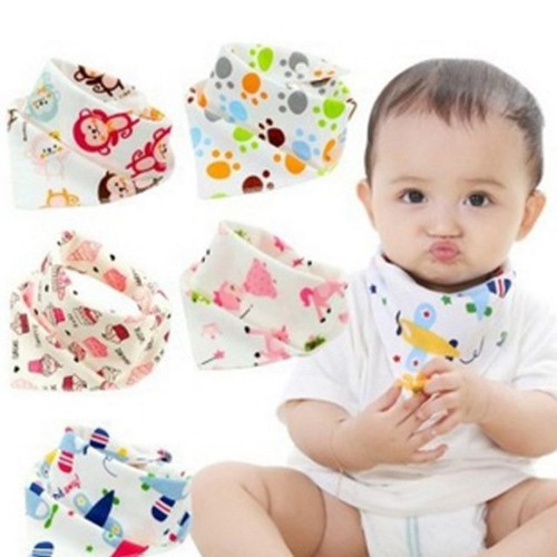 Set 10 khăn yếm tam giác cotton cúc bấm cho em bé