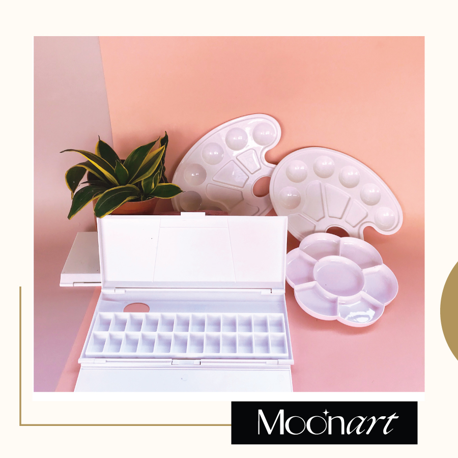 Khay Pha Màu, Palette Đôi, Palette Hoa, Palette Oval Maries chính hãng, bảng pha màu, tiện lợi dễ dùng, khay pha màu nước, khay pha màu acrylic, màu gouche - MoonArt