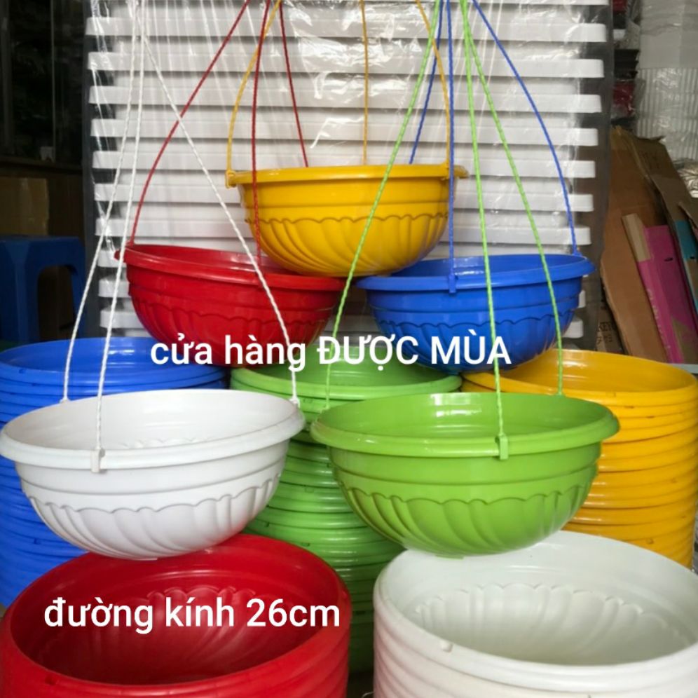 combo 5 chậu treo lớn đường kính 26cm- kèm dây treo.