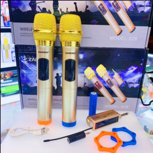 Micro không dây đa năng zansong s28, micro không dây loa kẹo kéo cao cấp, bộ 2 micro không dây hát karaoke cực chuẩn zansong s28 vừa đẹp vừa hay, chống hú rít, cực hút âm
