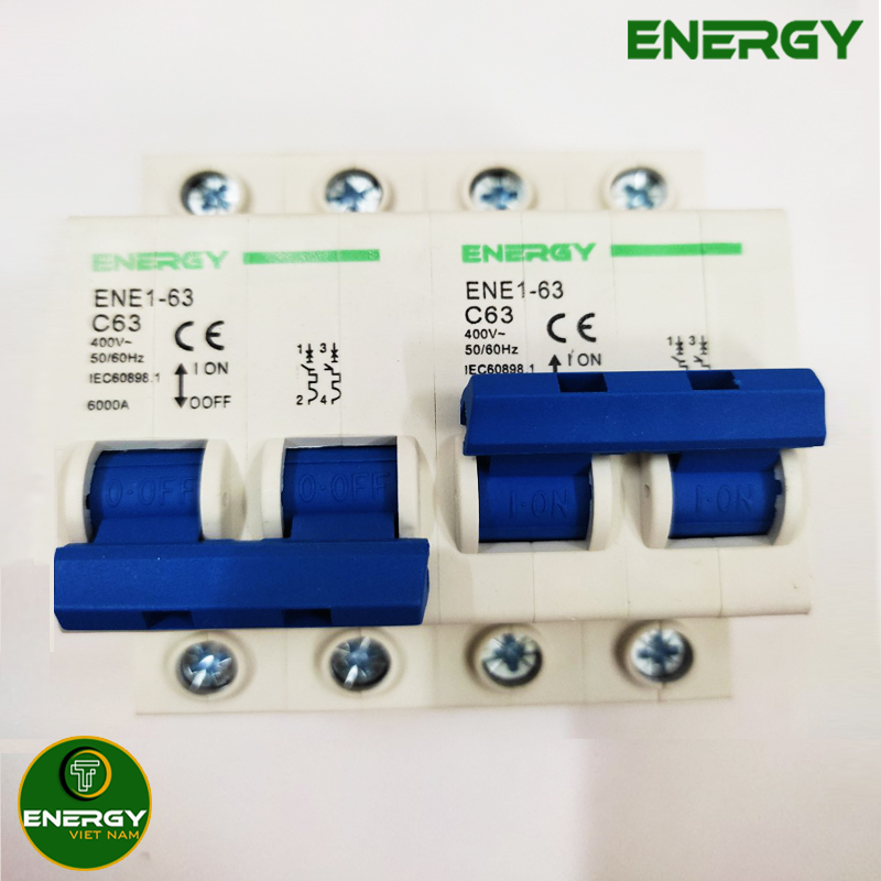 Át đảo chiều 63a 2p 220v - cầu dao đảo chiều dạng aptomat mcb 2p 63a - thiết bị điện energy