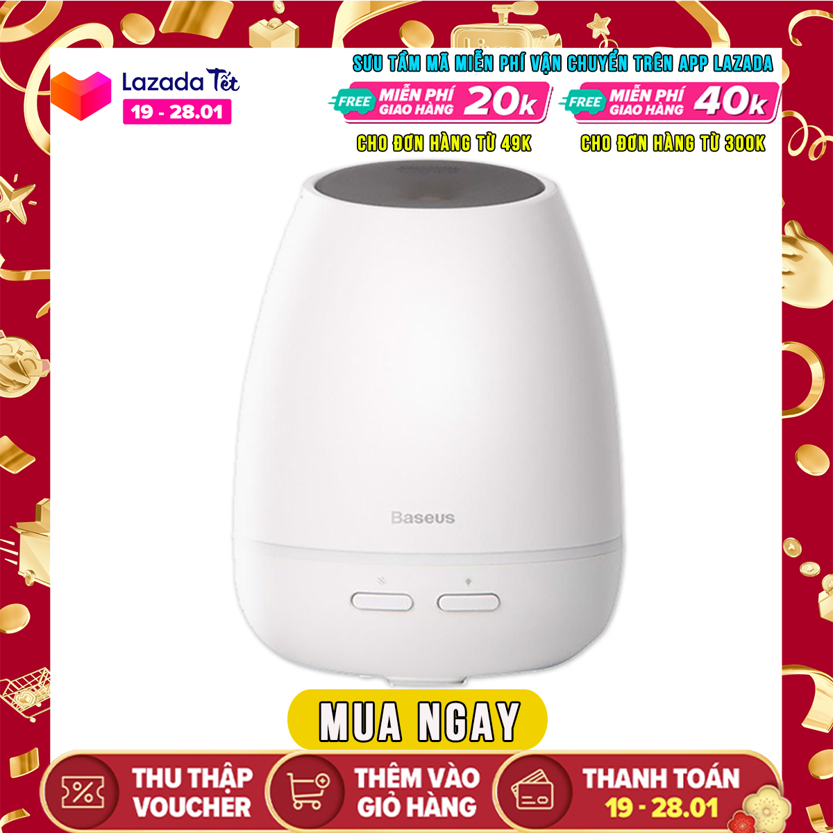 Máy phun sương, tạo ẩm, khuếch tán tinh dầu Mini Baseus Creamy-White Aroma