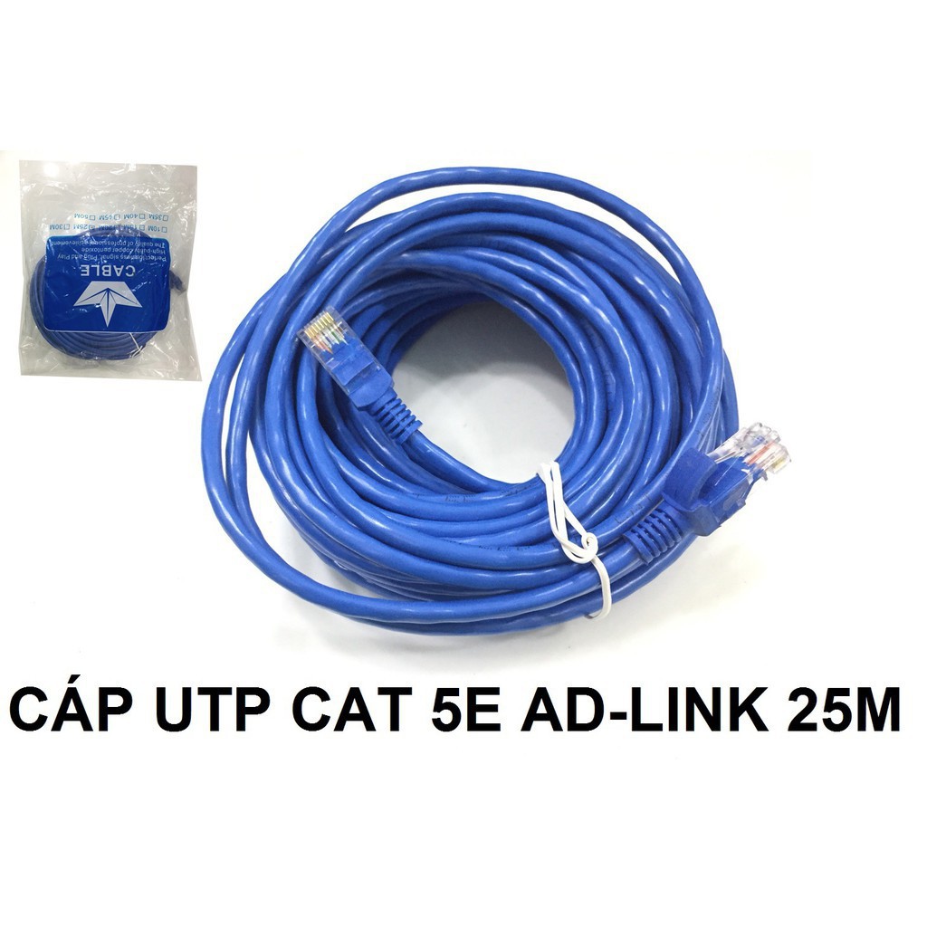 Cáp mạng (Lan) 25 mét đúc sẵn 2 đầu (xanh) Cat5E