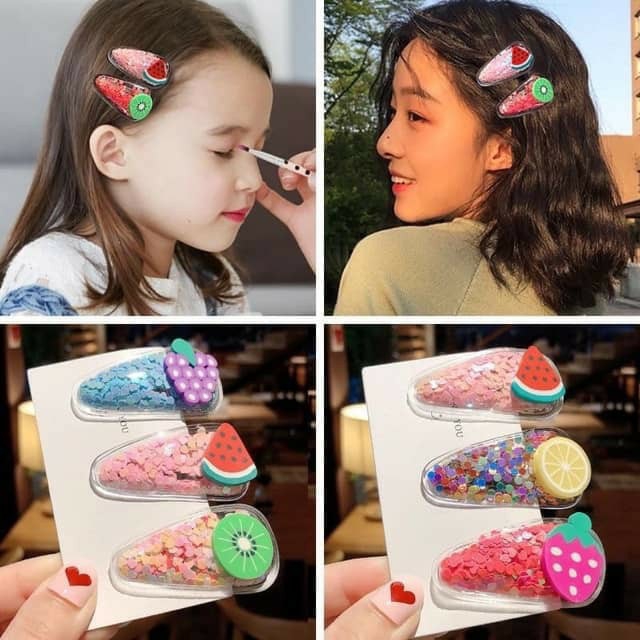 Set 5 kẹp tóc hình hoa quả cực yêu cho bé