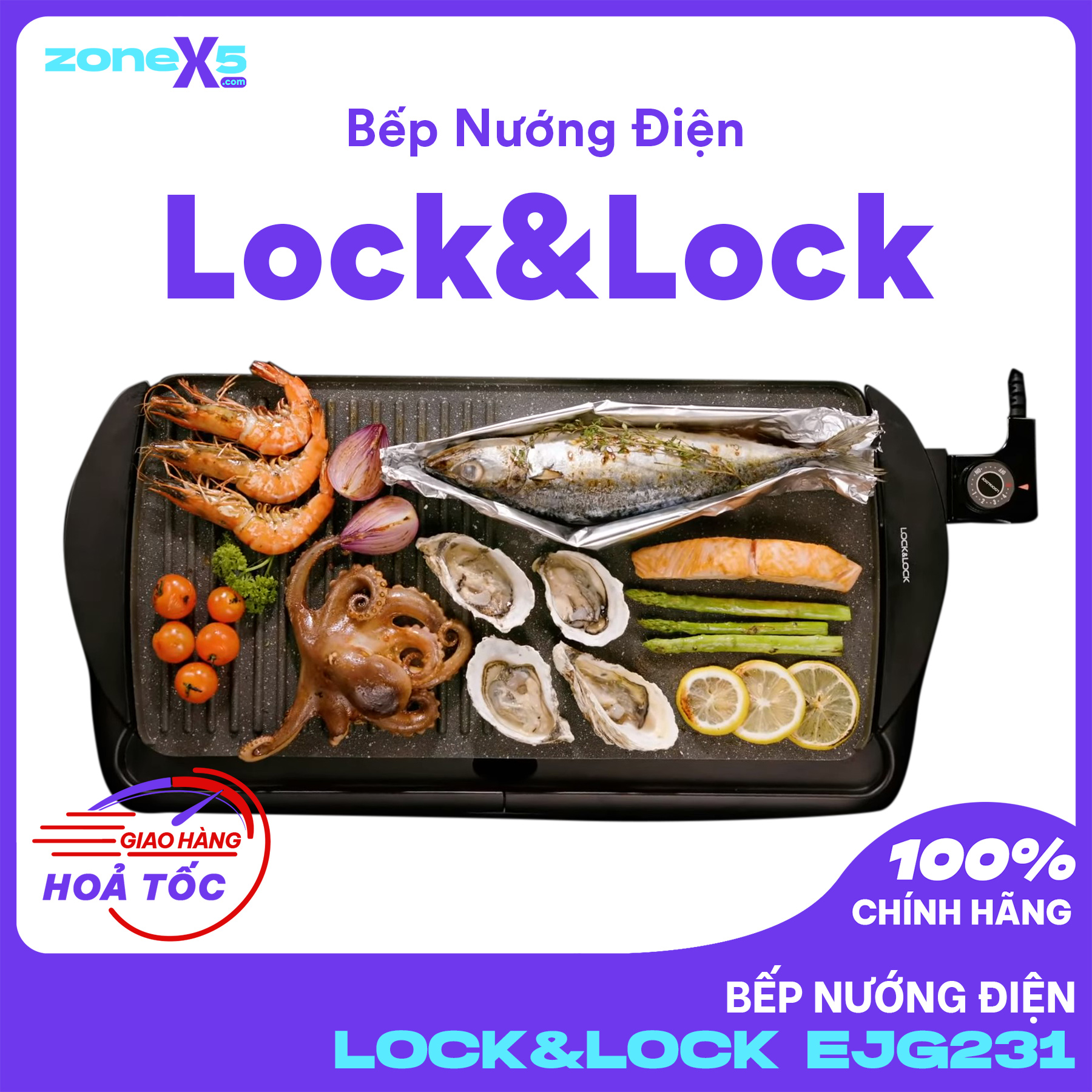 Bếp Nướng Điện Lock&Lock Electric Grill EJG231 (2000W) - Hàng Chính Hãng