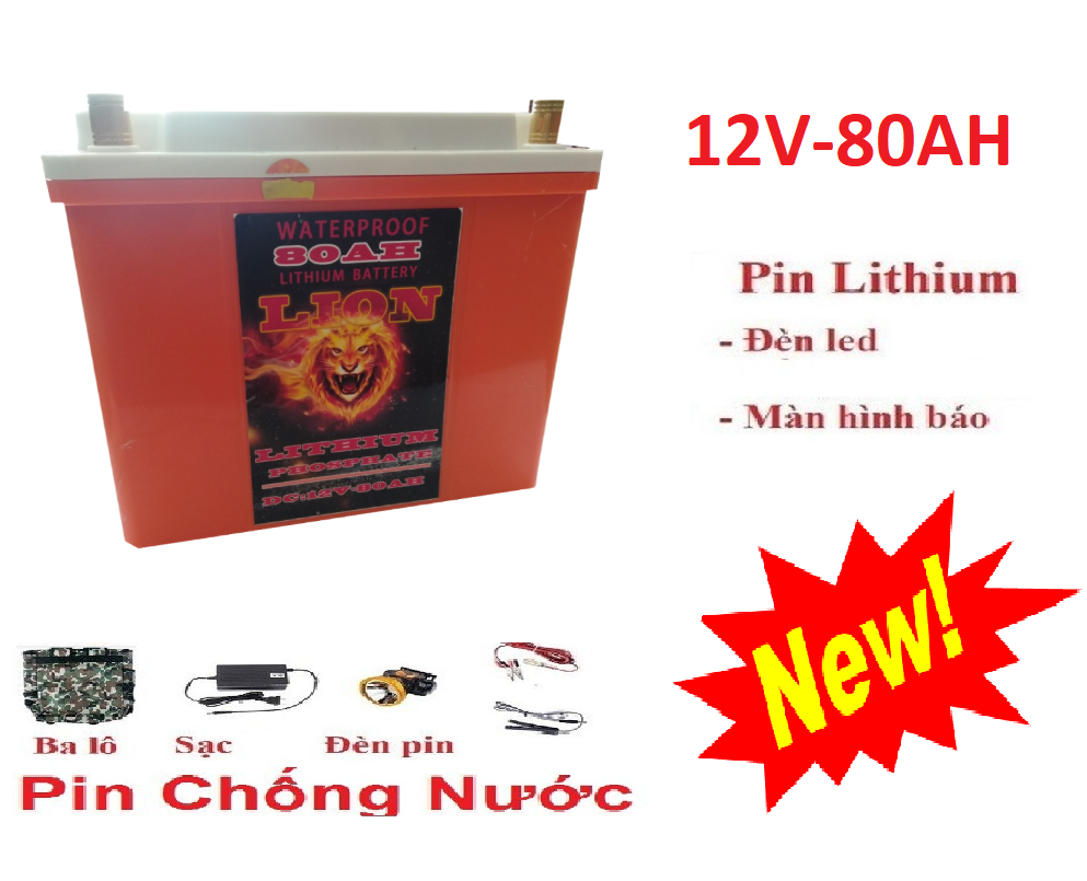 Pin lithium 12V 80Ah Chống thấm nước - Bình Pin lithium 12V 80Ah