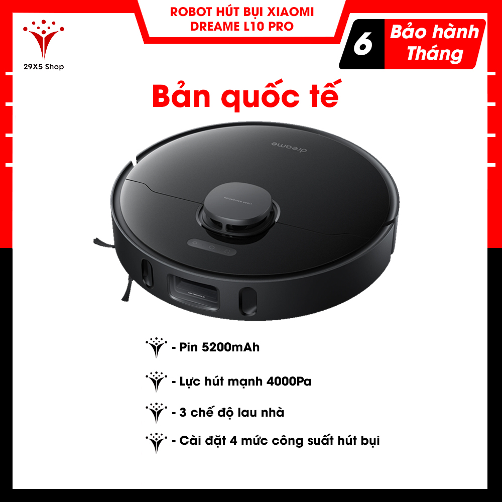 [Bản quốc tế] Robot hút bụi lau nhà Dreame Bot L10 Pro Phiên bản mới 2021 - Dung lượng pin lớn 5200mAh, lực hút mạnh 4000pa, có cảm biến lazer  - Bảo hành 12 tháng - 29X5 Shop