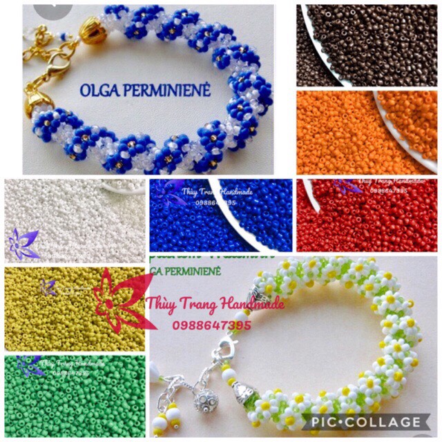 10g (khoảng 750 hạt) hạt cườm đục 2mm làm đồ thủ công trang trí, đồ handmade, vòng tay