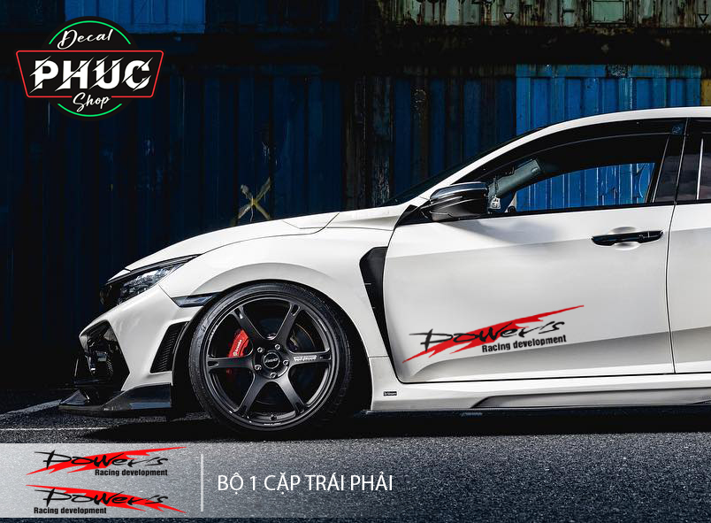 Tem sticker logo decal trang trí xe máy xe ô tô xe hơi thiết kế chữ Power đẹp nét