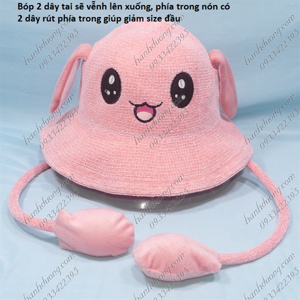 Nón tai bèo vành rộng cho bé từ 5-12 tuổi mũ tai bèo Pikachu hàng quảng châu, có tai thỏ bóp giật độc đáo