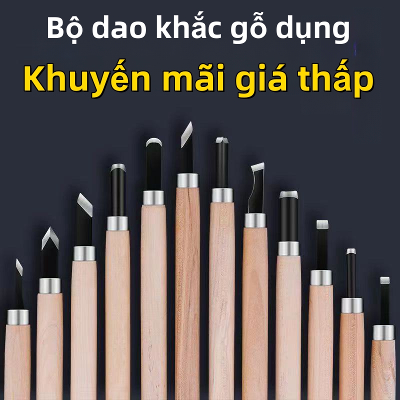 Bộ dao khắc gỗ dụng cụ đục Thép hợp kim SK5-điêu khắc gỗ cho thợ chuyên nghiệp-điêu khắc trên gỗ, nhựa, trái cây