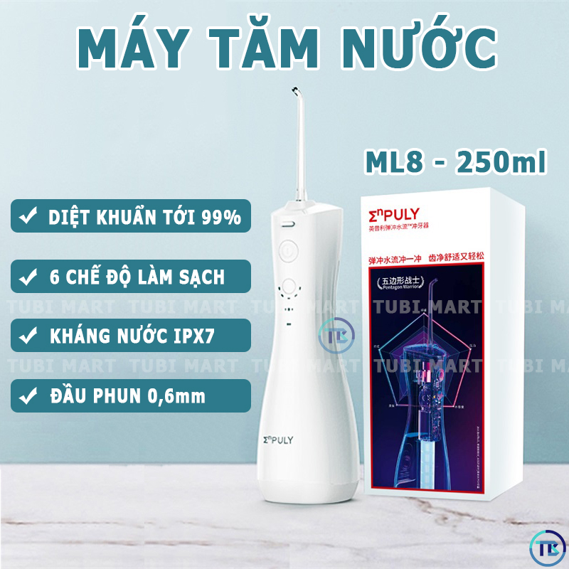 Máy tăm nước ML8 Không dây- Máy Tăm Nước M6Plus Không Dây Bình Chứa Nước 130ml Dùng Chăm Sóc Răng Miệng thuận tiện đi du lịch - TB035