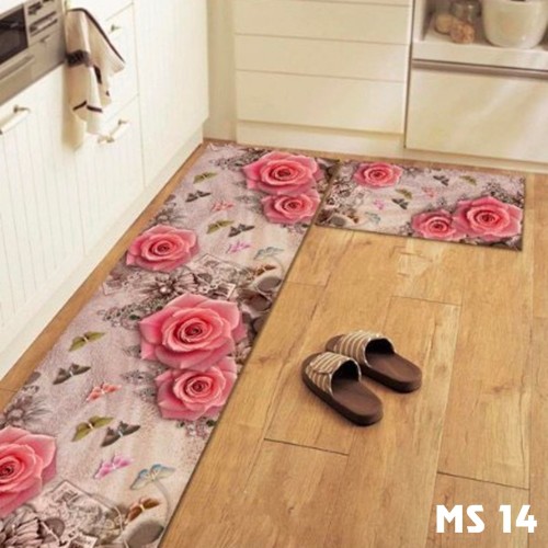 Bộ 2 Thảm Bếp Trang Trí Nhà Bếp, Nhiều Mẫu Mới Nhất Loại Đẹp, Mặt Sau Đế Cao Su Chống Trơn Trượt (Inbox Chọn Mẫu)