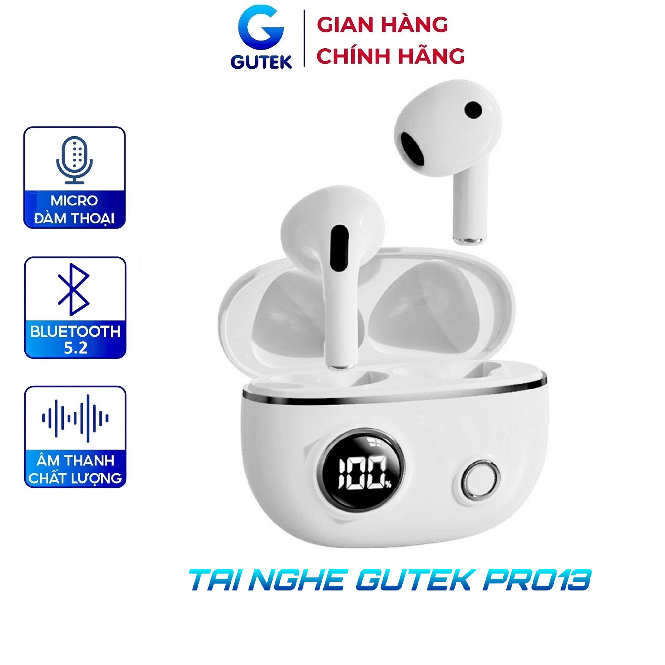 Gutek pro13 V5.2 wireless Bluetooth earphone HiFi audio touch button with mic conversation